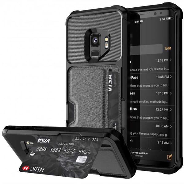 Samsung S9 Plus Stöttåligt Skal med Kortfack Solid V2