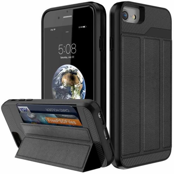 iPhone 8 Stöttåligt Skal med Kortfack Solid
