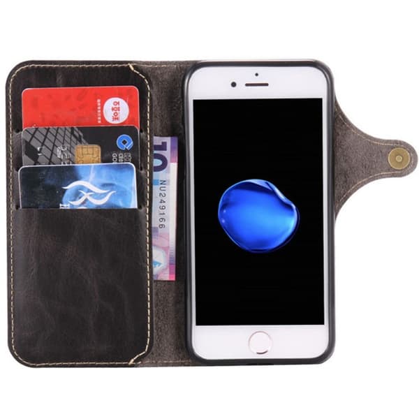 Wallet 3-kort ægte læder Apple iPhone 7/8 : farve - sort