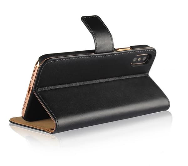 SKALO iPhone XS Max Flip Cover m. Pung i Ægte Læder