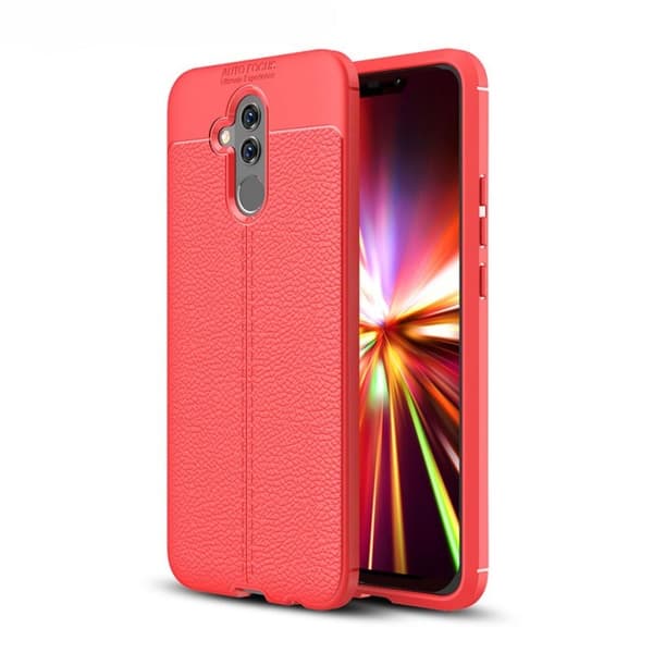 Lærmønstret silikondeksel Huawei Mate 20 Lite (SNE-LX1) : Farge - RØD