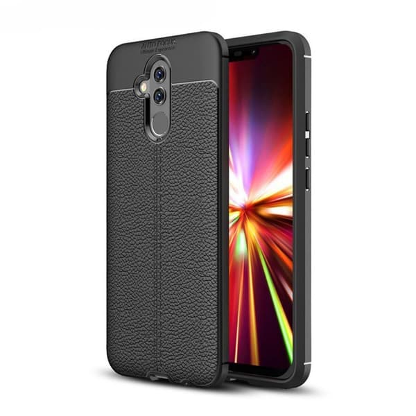 Lædermønstret silicone cover Huawei Mate 20 Lite (SNE-LX1) : farve - sort