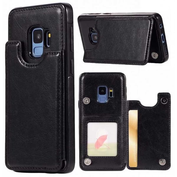 Samsung S9 Shockproof Cover Card Holder 2-SLOT Flippr Svart