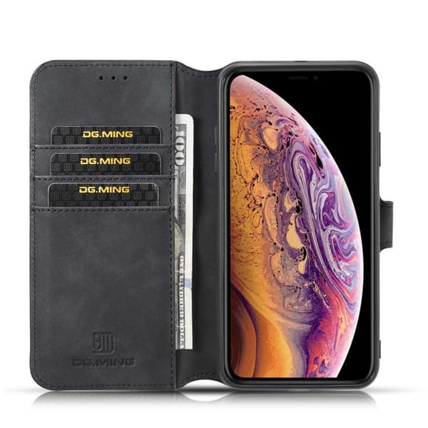 DG-Ming Lompakkokotelo 3-kortti Apple iPhone XS Max : väri - musta