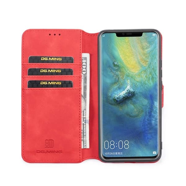 DG-Ming Lompakkokotelo 3-kortti Huawei Mate 20 Pro (LYA-L29) : väri - punainen