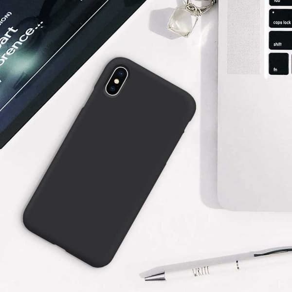iPhone X Gummibelagd Mattsvart Silikon Skal