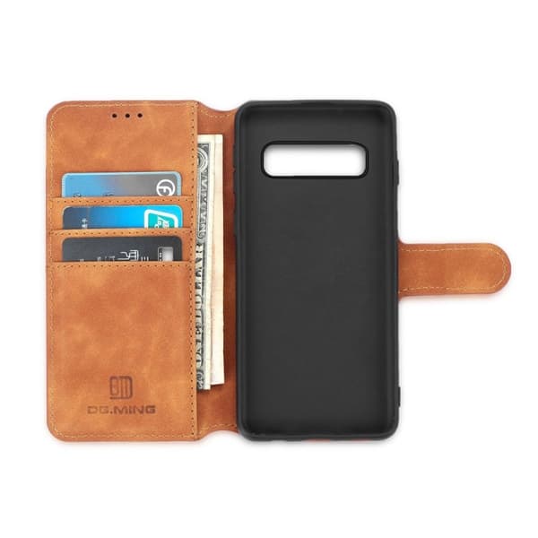 DG-Ming Lommebokdeksel 3-kort Samsung Galaxy S10 (SM-G973F) : Farge - brun