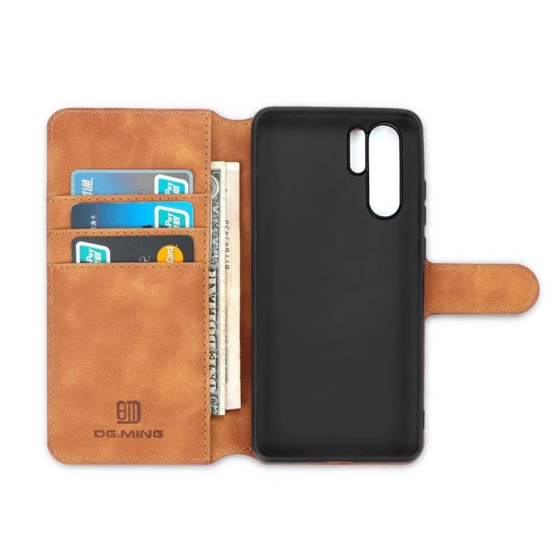 DG-Ming mobilplånbok 3-kort Huawei P30 Pro (VOG-L29) : Färg - Brun