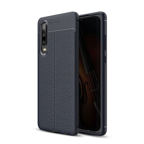 Lædermønstret silicone cover Huawei P30 Lite (MAR-LX1) : farve - blå