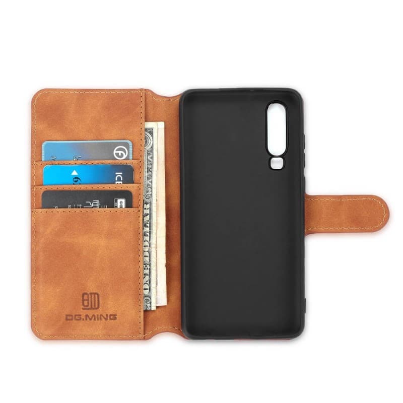 DG-Ming mobilplånbok 3-kort Huawei P30 Lite (MAR-LX1) : Färg - Brun