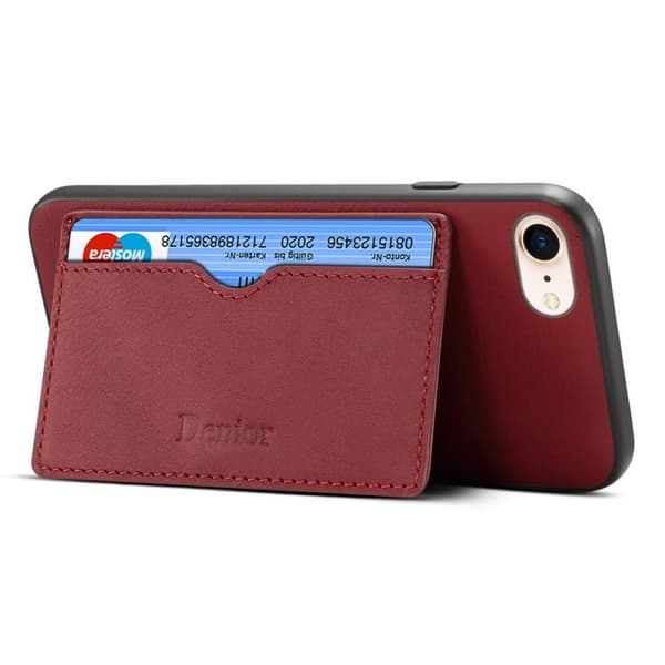Denior Læder Cover med kortslot Apple iPhone 7 / 8 / SE (4.7") : farve - rød