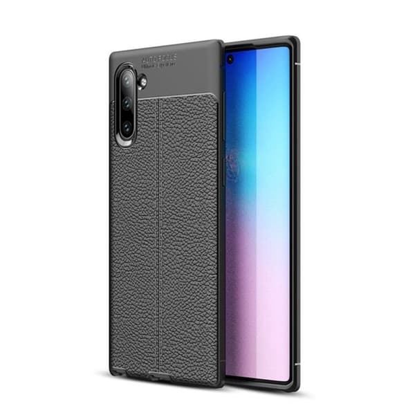 Lærmønstret silikondeksel Samsung Galaxy Note 10 (SM-N970F) : Farge - Svart