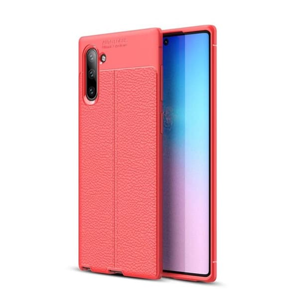 Lædermønstret silicone cover Samsung Galaxy Note 10 (SM-N970F) : farve - rød