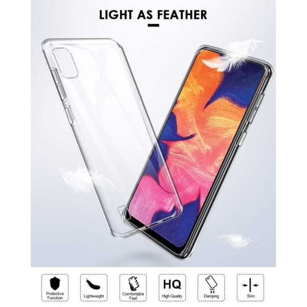 Samsung A10 Stöttåligt Genomskinligt Skal Simple