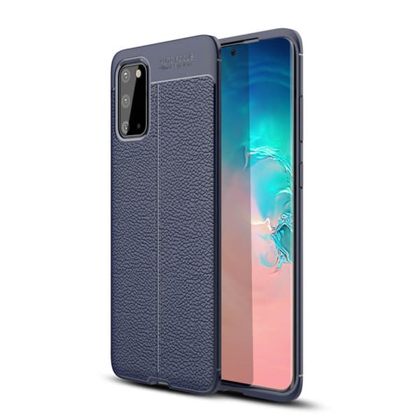 Läder mönstrat TPU skal Samsung Galaxy S20 (SM-G980F) : Färg - Blå