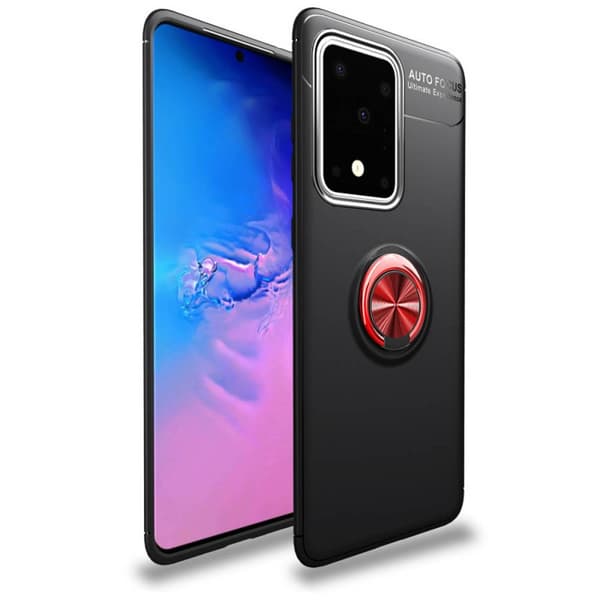 Slim Ring cover til Samsung Galaxy S20 Ultra (SM-G988F) : farve - Sort / Rød
