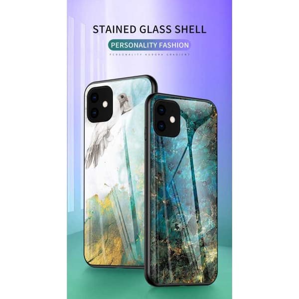 iPhone 11 Pro Max Marmorskal 9H Härdat Glas Baksida Glassback V2