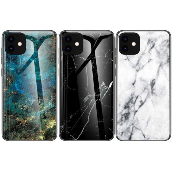 iPhone 11 Pro Max Marmorskal 9H Härdat Glas Baksida Glassback V2 Svart/Vit