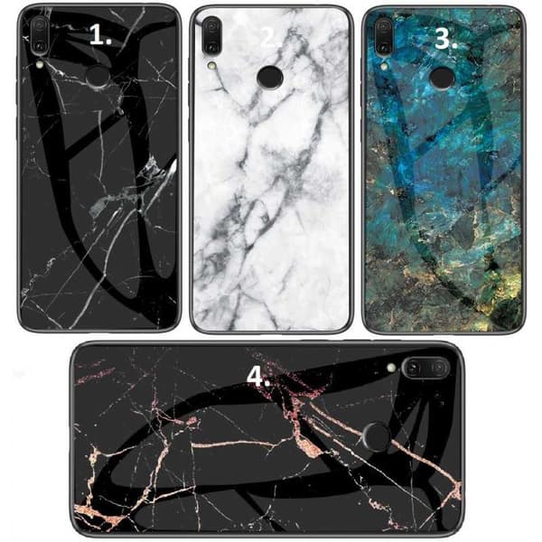 Xiaomi Redmi Note 7 Marble Shell 9H hærdet glas bagside glas bagside V2