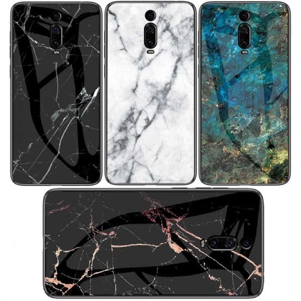 Xiaomi Mi 9T / 9T Pro Marmorskal 9H Härdat Glas Baksida Glassback V2 Svart/Vit