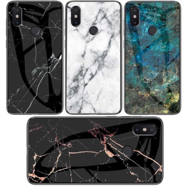 Huawei P20 Lite Marble Shell 9H hærdet glas bagside glas bagside V2