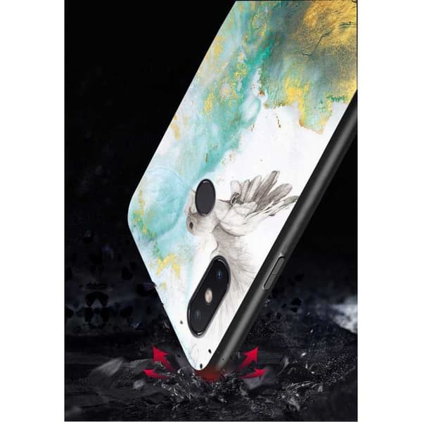 Huawei P20 Lite Marble Shell 9H hærdet glas bagside glas bagside V2