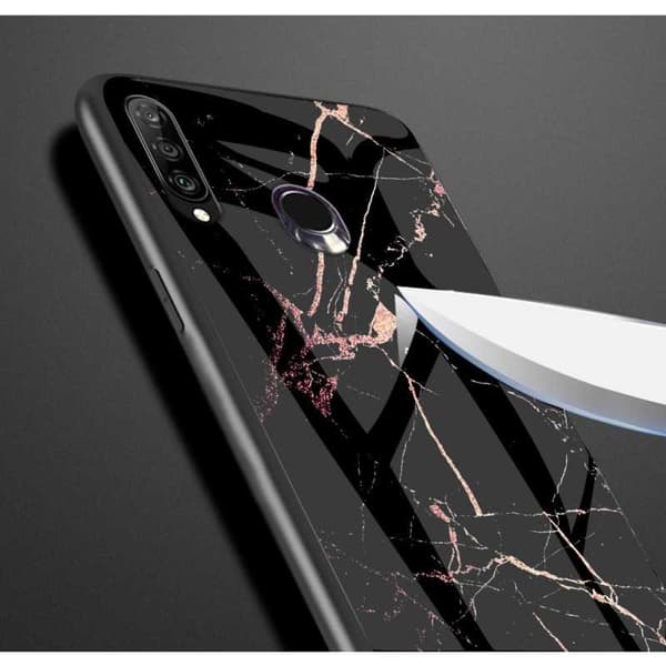 Huawei P30 Lite Marble Shell 9H hærdet glas bagside glas bagside V2