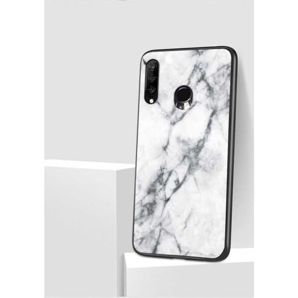 Huawei P30 Lite Marble Shell 9H hærdet glas bagside glas bagside V2