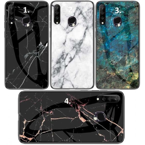 Huawei P30 Lite Marble Shell 9H hærdet glas bagside glas bagside V2