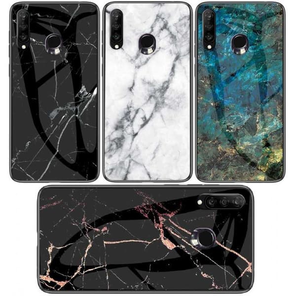 Huawei P30 Lite Marble Shell 9H hærdet glas bagside glas bagside V2