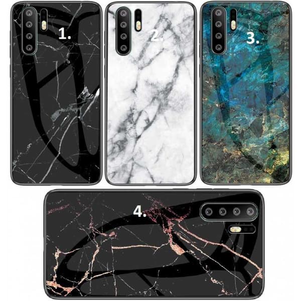 Huawei P30 Pro Marble Shell 9H hærdet glas bagside glas bagside V2