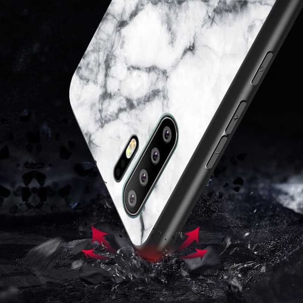 Huawei P30 Pro Marble Shell 9H hærdet glas bagside glas bagside V2