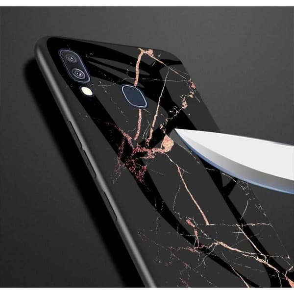 Samsung A40 Marmorskal 9H Härdat Glas Baksida Glassback V2