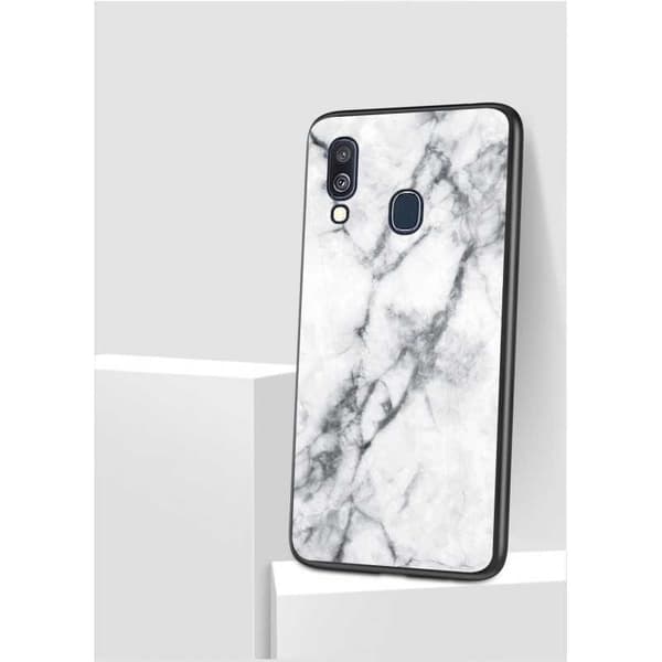 Samsung A40 Marmorskal 9H Härdat Glas Baksida Glassback V2