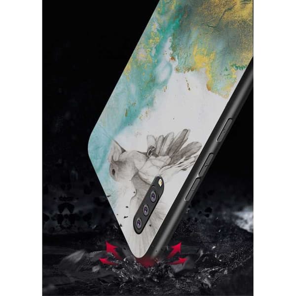 Samsung A7 2018 Marble Shell 9H hærdet glas bagside glas bagside V2