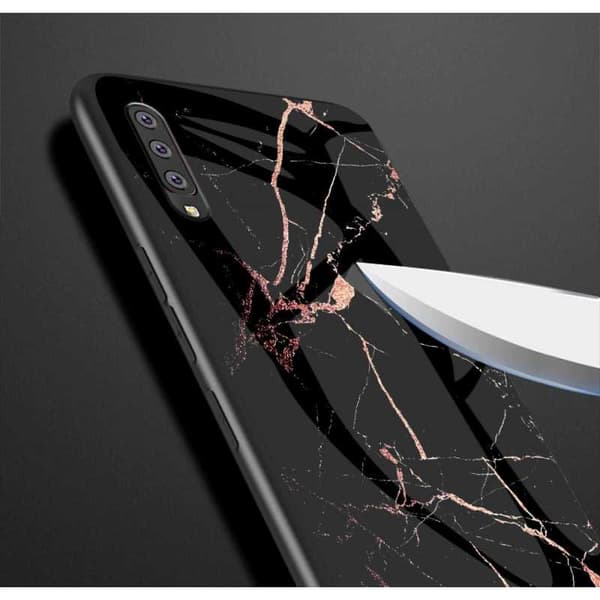 Samsung A7 2018 Marble Shell 9H hærdet glas bagside glas bagside V2