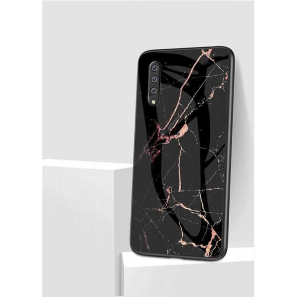 Samsung A7 2018 Marble Shell 9H hærdet glas bagside glas bagside V2