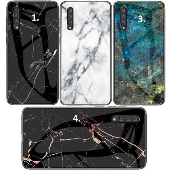 Samsung A7 2018 Marble Shell 9H hærdet glas bagside glas bagside V2