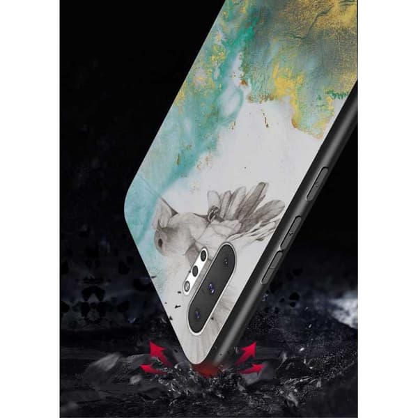 Samsung Note 10 Plus Marble Shell 9H hærdet glas bagside glas bagside V2