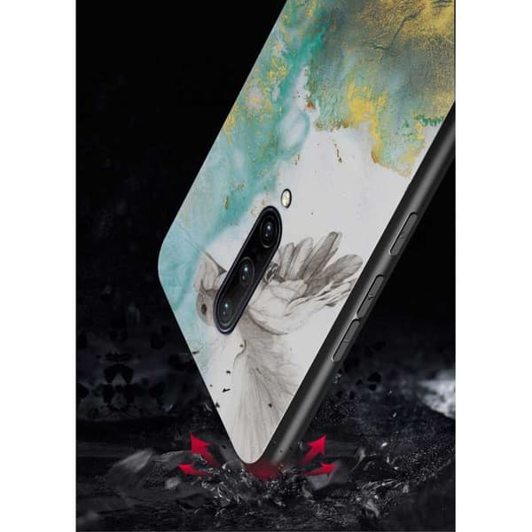 OnePlus 7 Pro Marble Shell 9H hærdet glas bagside glas bagside V2