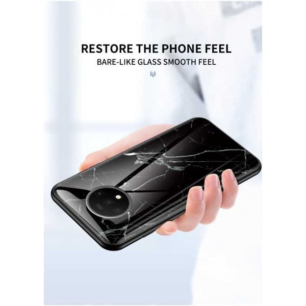 OnePlus 7T Marble Shell 9H hærdet glas bagside glas bagside V2