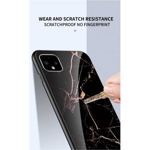 Google Pixel 4 Marble Shell 9H hærdet glas bagside glas bagside V2