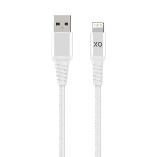 XQISIT USB Lightning Kaapeli Flätad Stark 2 m Valkoinen