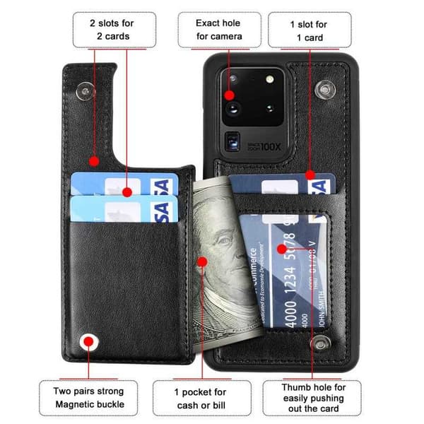 Samsung S20 Ultra Shockproof Cover Card Holder 4-SLOT Flippr
