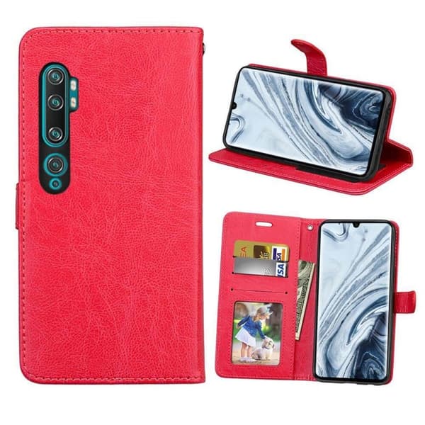 Mobil tegnebog 3-kort Xiaomi Mi Note 10 Pro : farve - rød