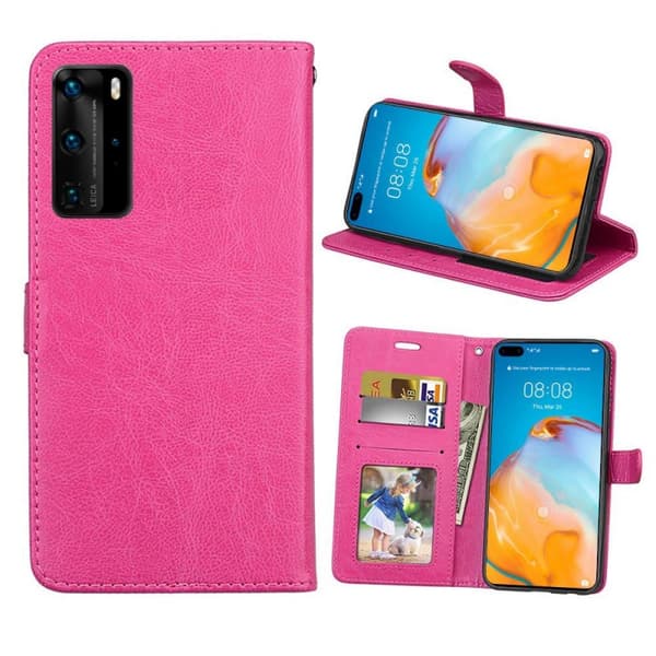 Mobil tegnebog 3-kort Huawei P40 Pro (ELS-AN00) : farve - lyserød