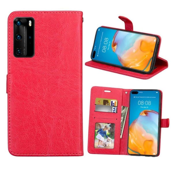 Mobil tegnebog 3-kort Huawei P40 Pro (ELS-AN00) : farve - rød