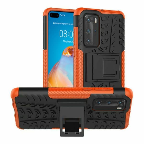 Støtsikkert deksel med stativ Huawei P40 Pro (ELS-AN00) : Farge - oransje
