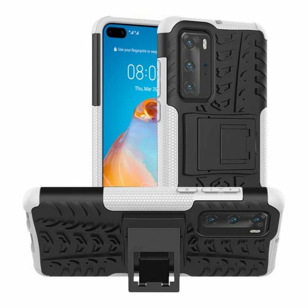 Stødbestandigt cover med stativ Huawei P40 Pro (ELS-AN00) : farve - hvid