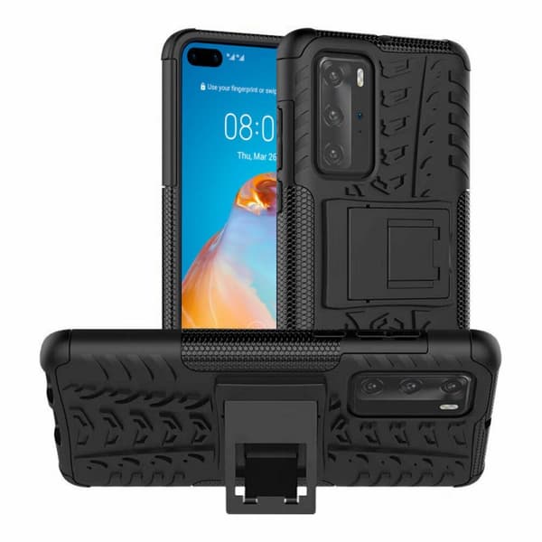 Stødbestandigt cover med stativ Huawei P40 Pro (ELS-AN00) : farve - sort